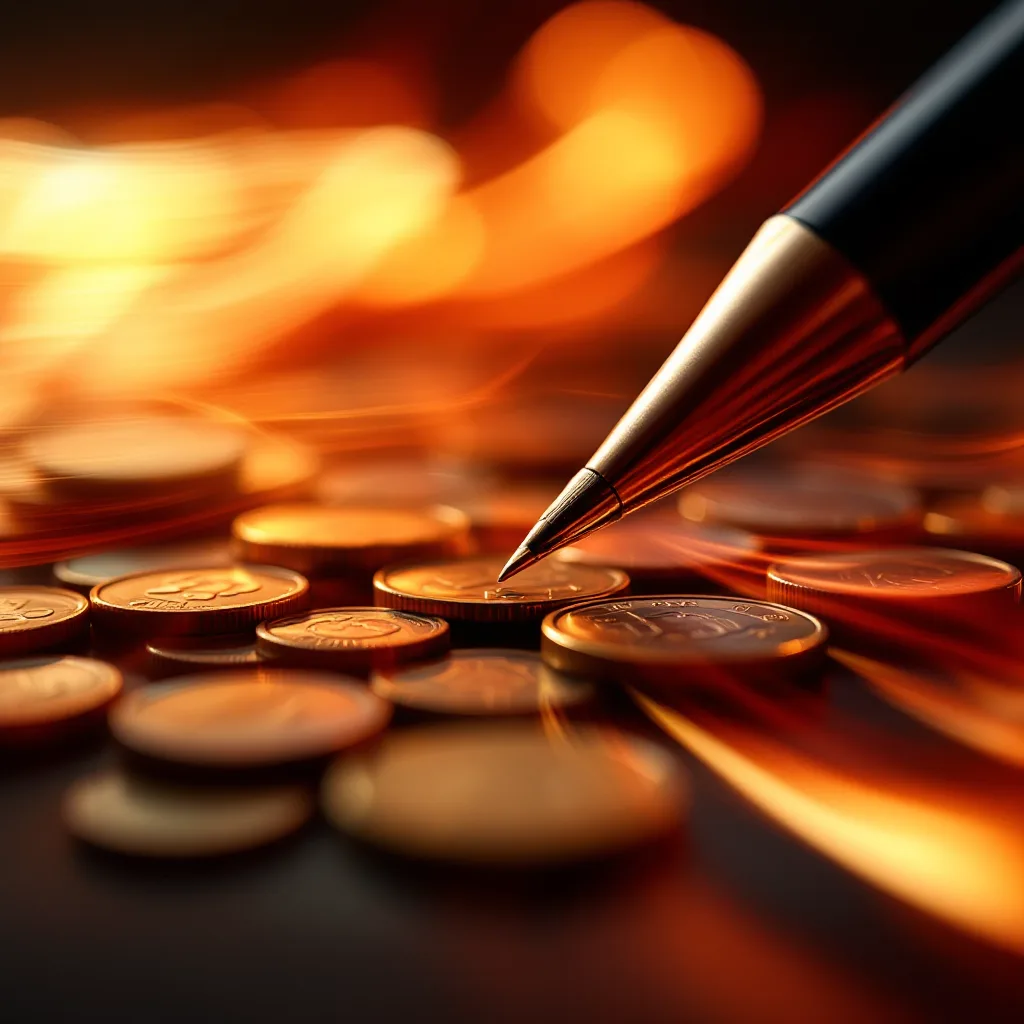 Coins in motion caught as light trails