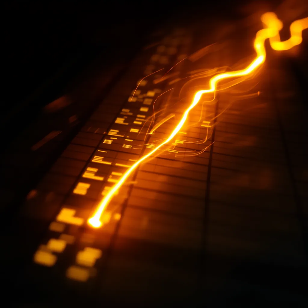 A glowing spreadsheet grid in motion